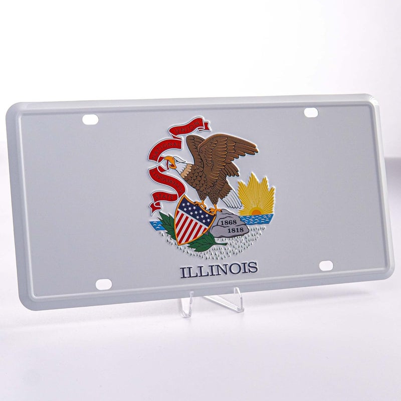 Pickwicks Illinois State Flag License Plate – Embossed Aluminum – Prairie State Pride – Decorative Car Tag – 6”x12” Novelty Metal Sign (Illinois) - Image 4